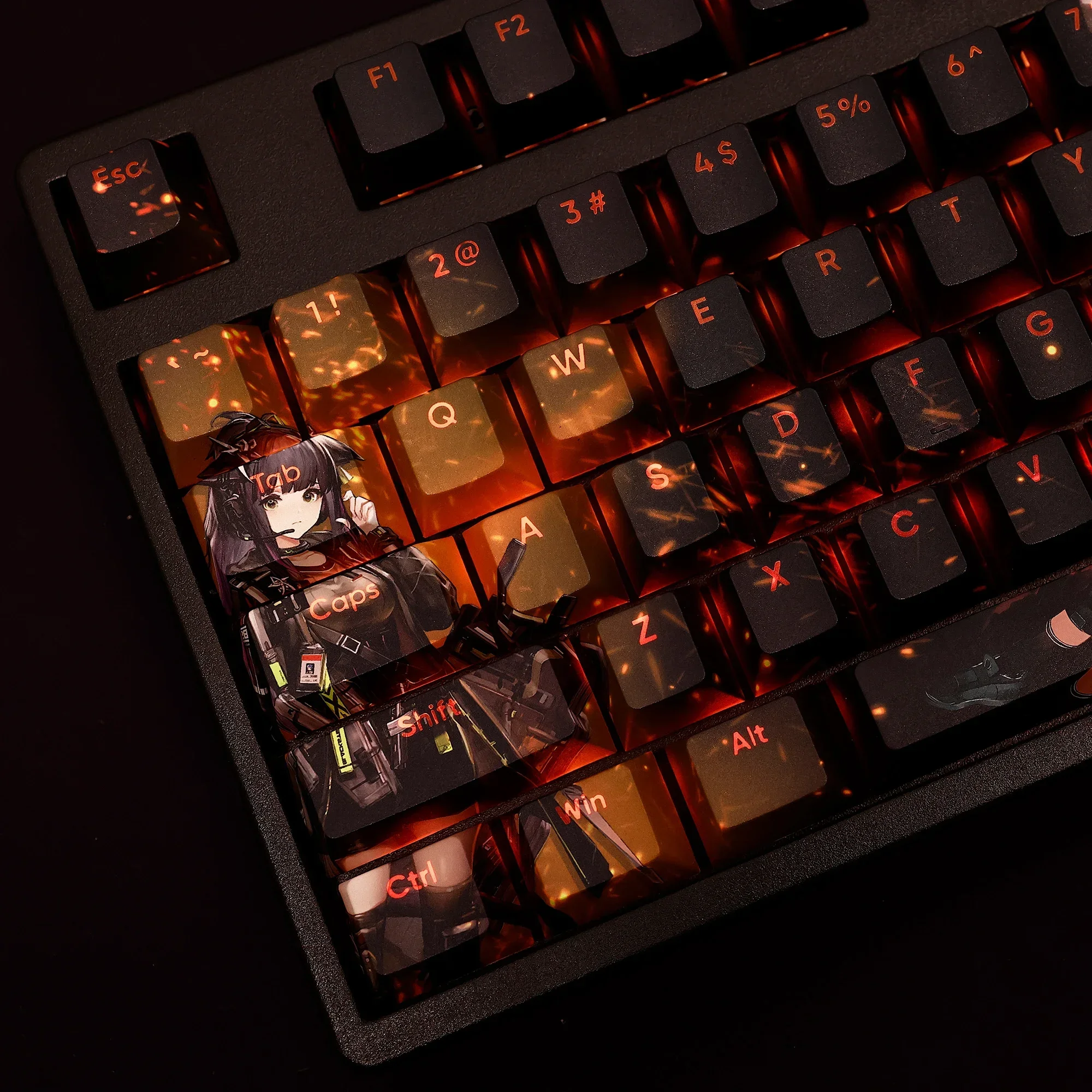 Jessica The Liberated 108 Key Cap Arknights PBT DYE Sublimation Light Transmitting Cherry Switch Cross Cover Mechanical Keyboard