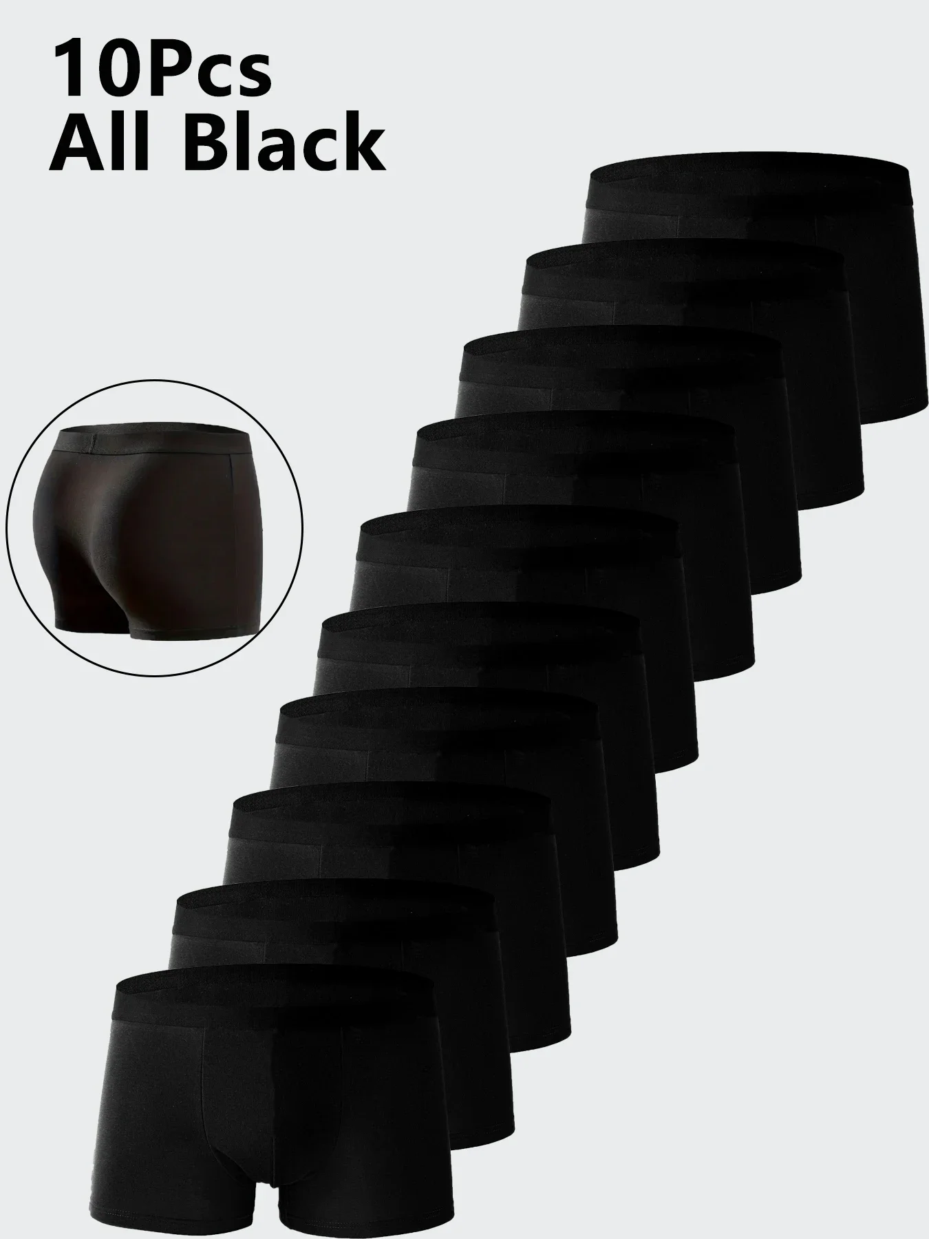 

10pcs Men's Boxer Black Color Men Underpant High Stretch Boxer Shorts Sexy Plus Size L-4XL Breathable Men's Underwear.