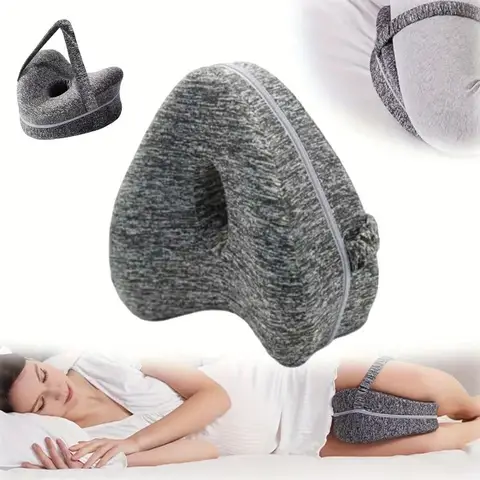 Memory Foam Knee Pillow Heart Shape - Leg Support Cushion for Side Sleepers, Pregnancy Sciatica Hip & Back Pain Relief, Pillow