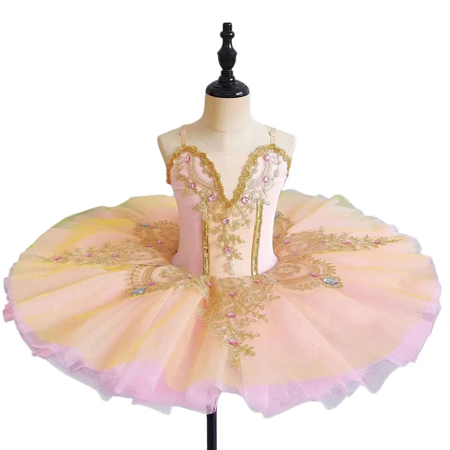 Kids Professional Ballet Tutu Dress Elegant Pancake Tutu for Girls Ballerina Costume for Stage Performance Exam & Competition