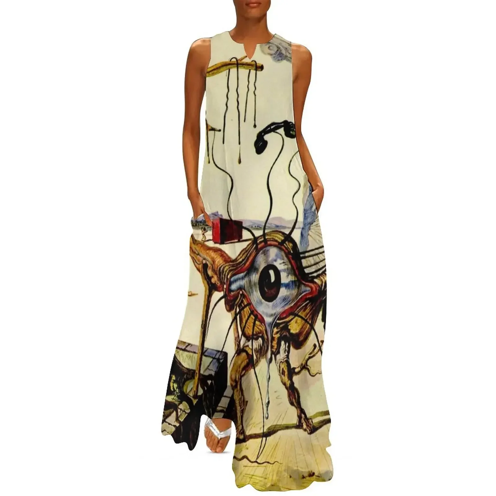 

EYE PHONE : Vintage 1941 Abstract Print Long Dress evening dresses women Dresses Female dress Dress