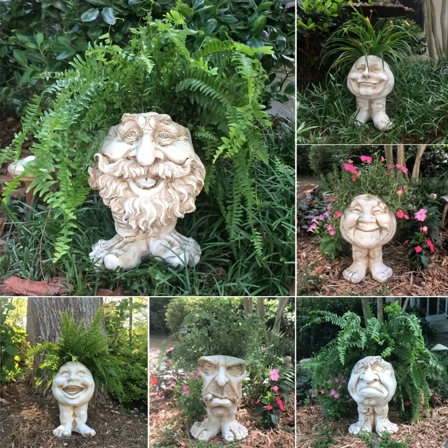 Funny Expression Creative Flower Pots Muggly's The Face Statue Home Decorative Flower Pots Used For Desktop Windowsill Balcony