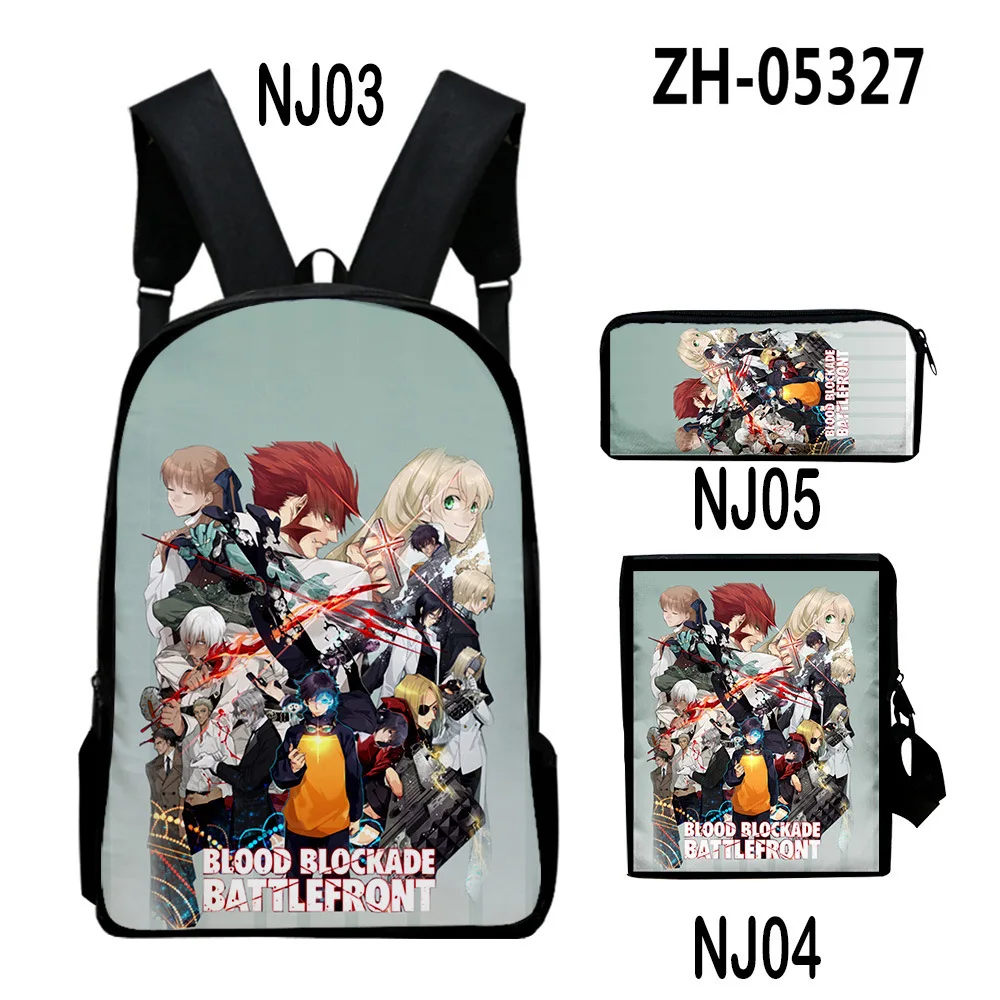 

Harajuku Youthful Peculiar Kekkai Sensen 3D Print 3pcs/Set Student Travel bags Laptop Daypack Backpack Shoulder Bag Pencil Case