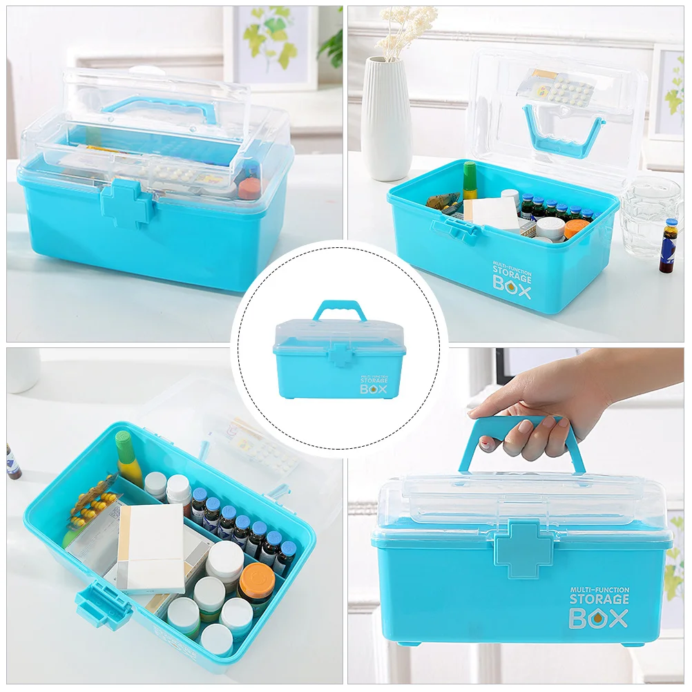 قطعة واحدة من صندوق تخزين الأدوية منظم مدمج مع مقبض مثالي للأدوية ومستلزمات الإسعافات الأولية للبالغين #6