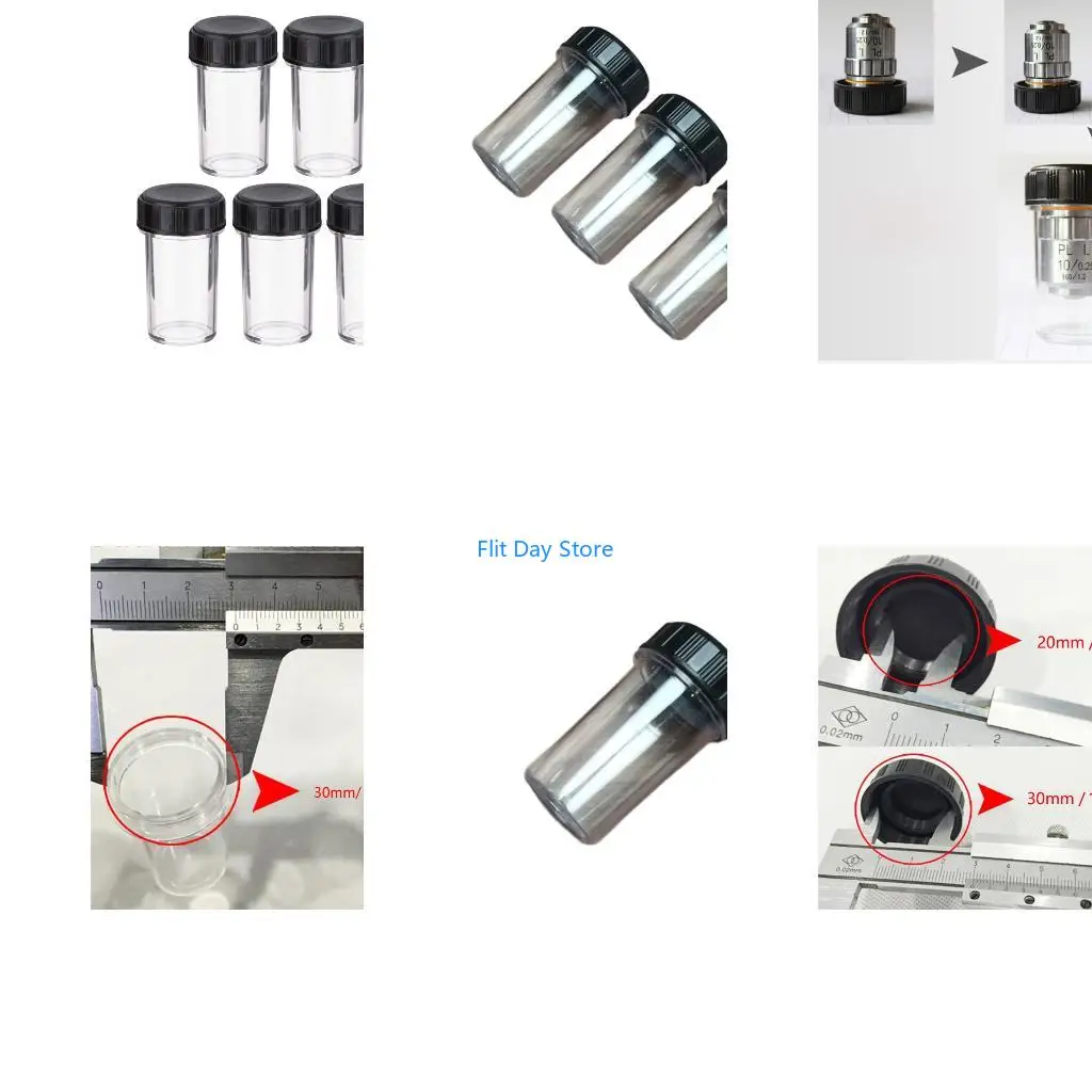Étui pour lentille d'objectif Microscope biologique à filetage RMS F92C, 1/3/5 pièces