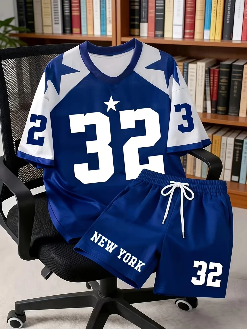 2026 New Men Basketball Tracksuit Number Star Print Short Sleeve T-shirt Drawstring Shorts Two Piece Casual Sports Outfit Kids