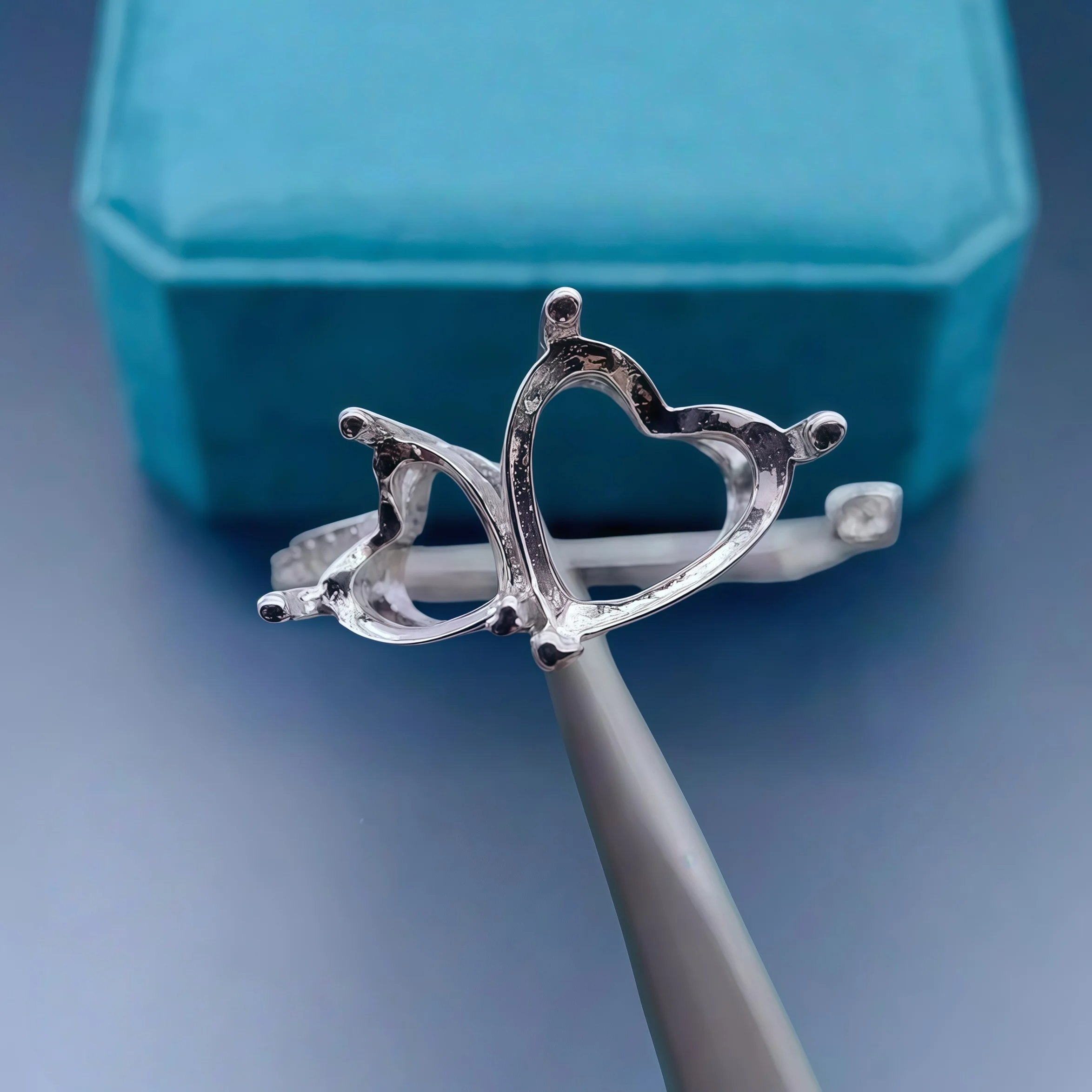 

Setting 6/8mm Heart-shaped Stone Fashion DIY Empty Ring Holder S925 Sterling Silver Fine Design Charm Trend Jewelry for Woman