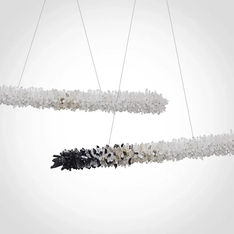 Natural Crystal Collection Dimmable LED Hanging Lamps Chandelier Lighting Lustre Suspension Luminaire Lampen For Dinning Room