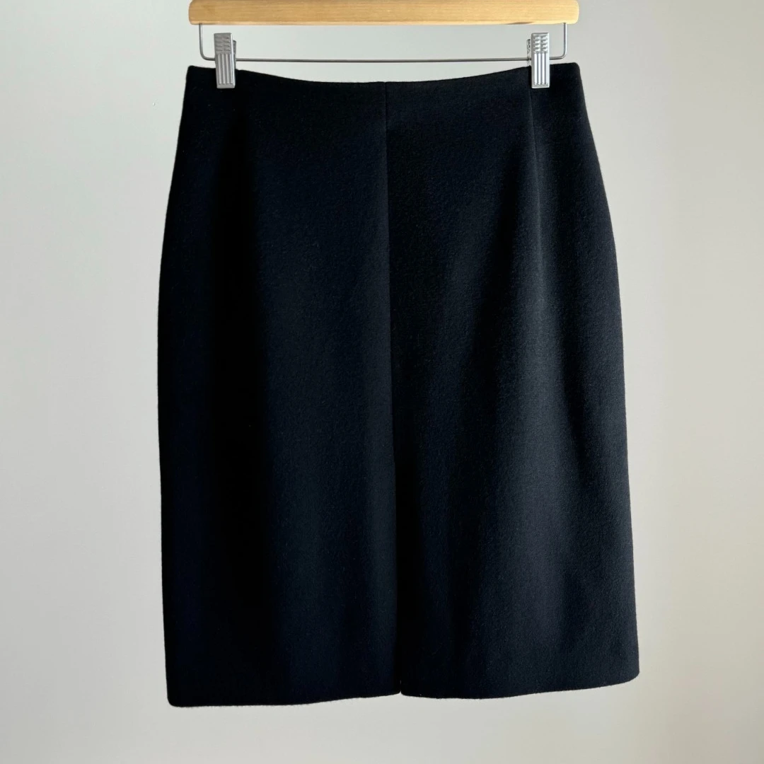 70% Wool 30% Cashmere Back Slit Woolen Skirt for Women