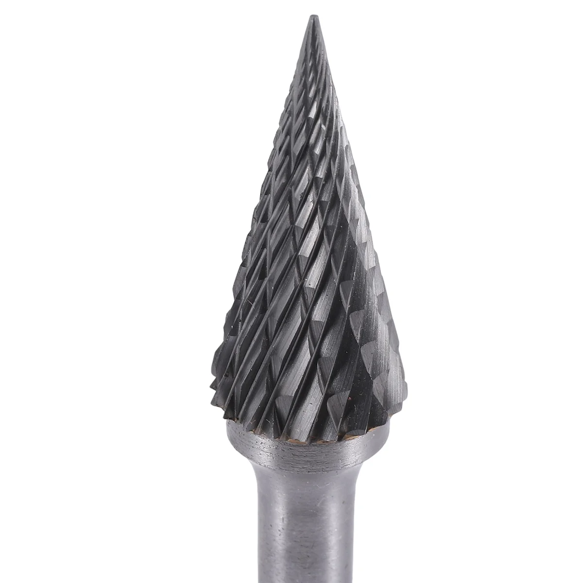 

Tungsten Carbide Burr Pointed Cone Shape Double Cut Rotary Burrs File 70X12mm with 1/4 inch Shank Dia