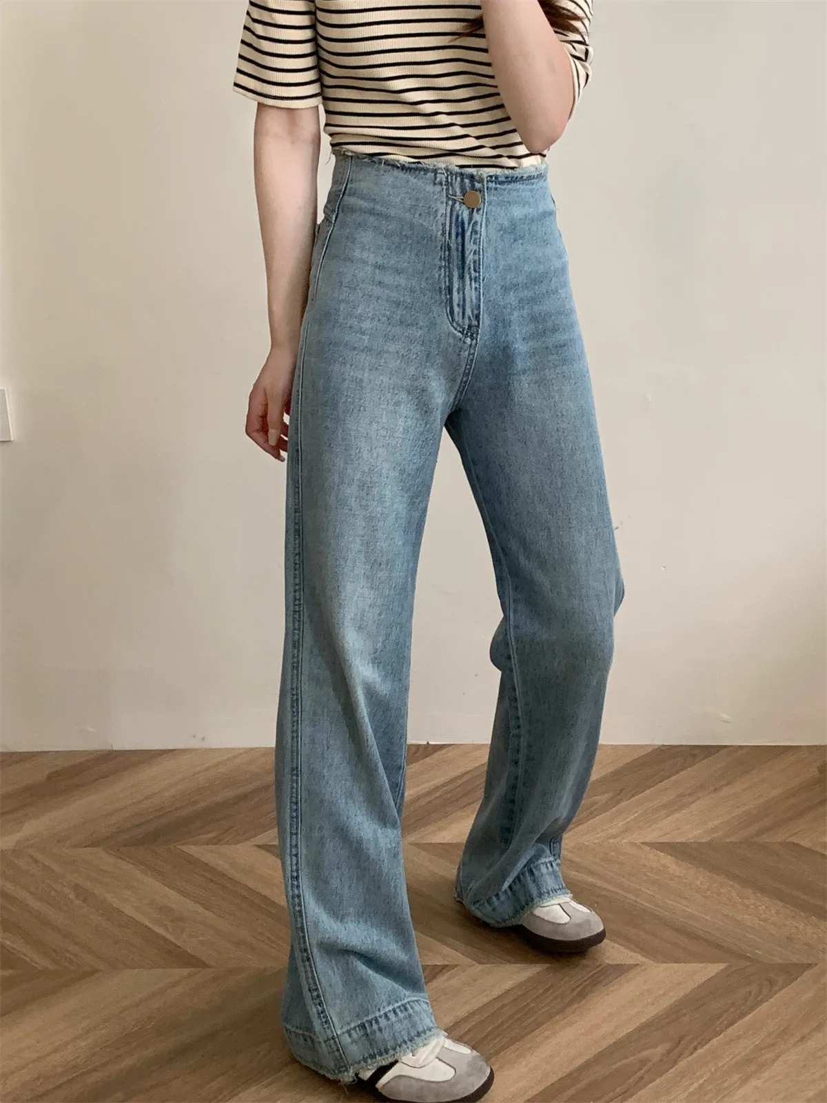 

ZHISILAO New Chic Straight Jeans Women Y2K Classic Blue Full Length Denim Pants Streetwear 2023