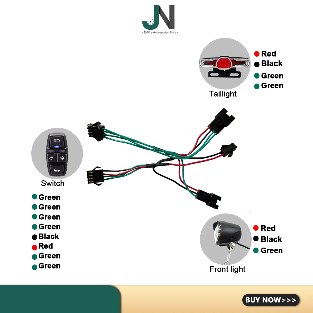 Kolekcja świateł Ebike z lampą przednią QD139 D-05DC Taillight DK336 kabel przełącznika służy do światła ostrzegawczego kierunkowskaz i klakson