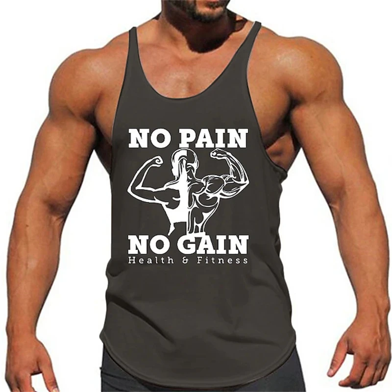 NO PAIN NO GAIN 3D Printed Tank Tops New Fashion Letter Print Tops Tees Sleeveless Vest Men Harajuku Street Adult GYM T-shirt