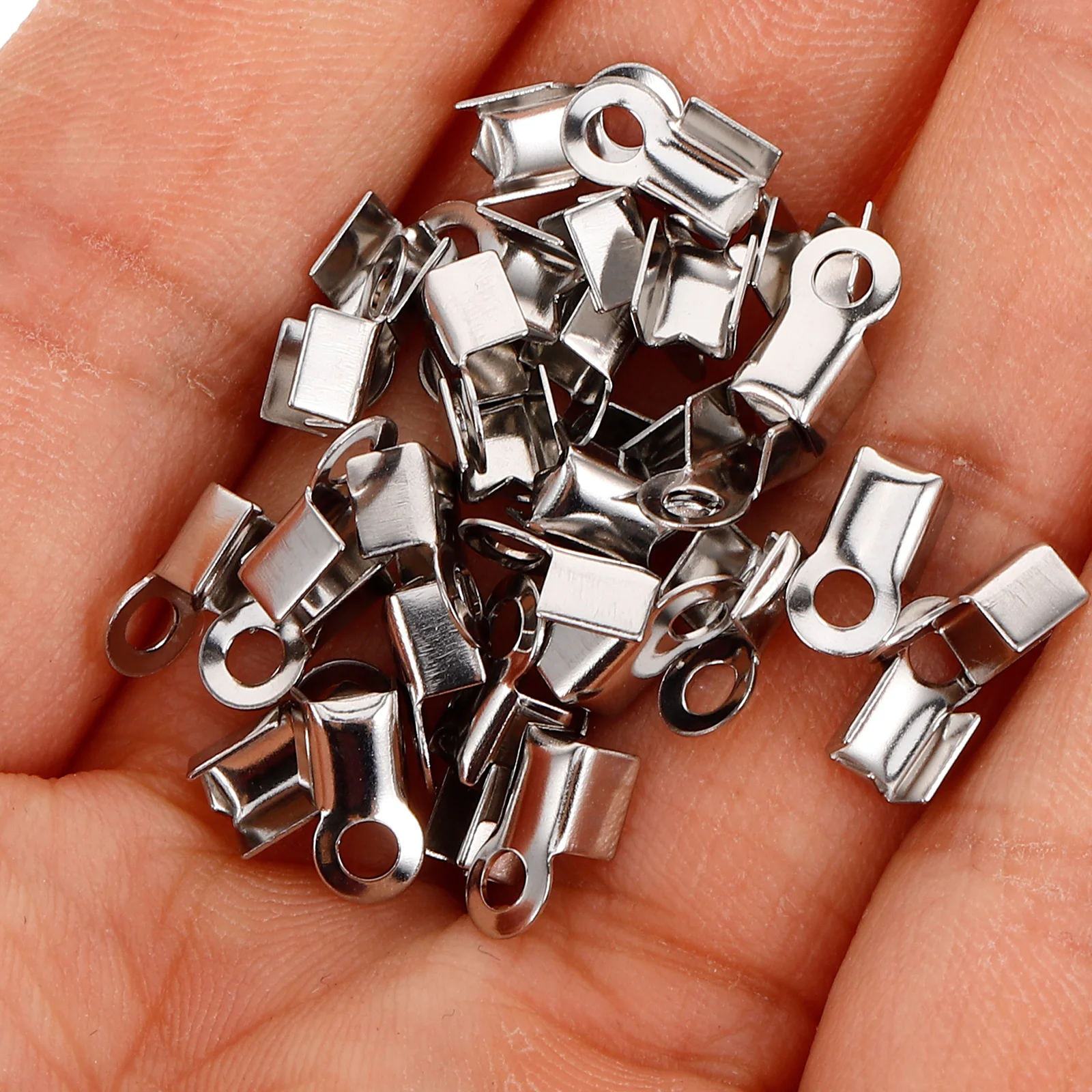 

100pcs Jewelry Clasps Crimp Connectors DIY Accessories Necklace Bracelet Buckle Metal Cord Ends for DIY Jewelry Making Material
