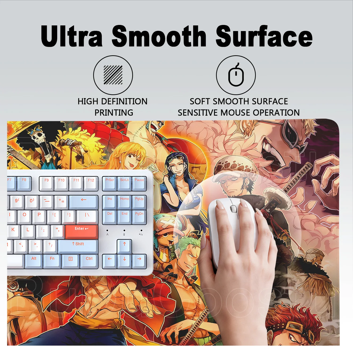 Alfombrilla de Ratón de Anime Japonés, Antideslizante, de Goma, para Oficina, Alfombrilla de Escritorio de One Piece, Protector de Teclado para Juegos, Impresión HD, Accesorios para Juegos de Computadora