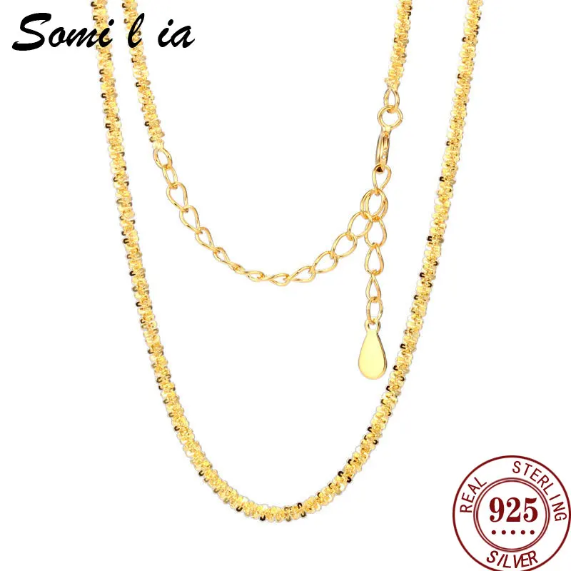 

SOMILIA Fashion 18K Gold Plated Necklace Authentic S925 Sterling Silver Sparkling Clavicle Sweater Chain High Jewelry For Woman