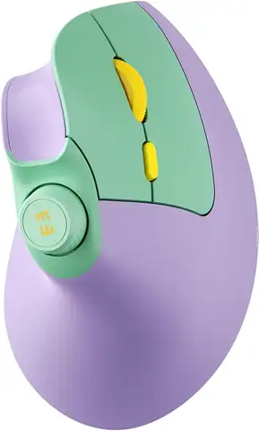 Ergonomic Wireless Vertical Mouse with Bluetooth, Rechargeable, Adjustable DPI, Volume Knob for PC/Laptop/Mac, Purple