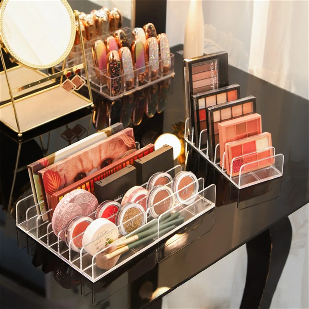 Desktop Multi-cell Display Box Makeup Blush Cosmetics Shelf 7-compartment Plastic Eye Shadow Tray Storage Box Makeup Organizer