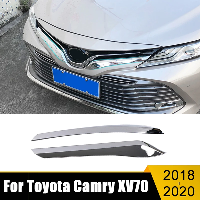 

For Toyota Camry XV70 LE XLE 2018-2020 ABS Carbon Car Front Logo Hood Bonnet Grill Lip Molding Cover Trim Bar Garnish Stickers