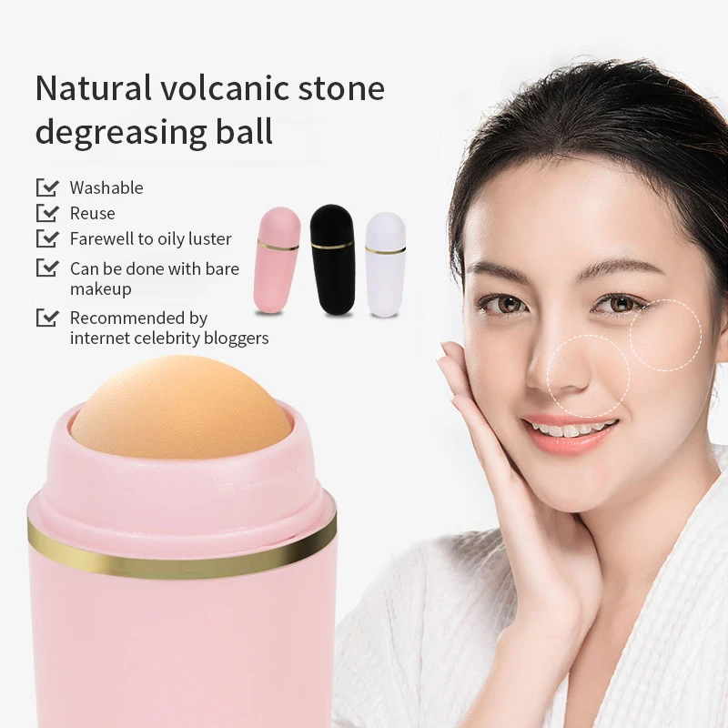 Face Oil Absorbing Roller Natural Volcanic Stone Massage Body Stick Makeup Face Skin Care Tool Facial Pores Cleaning Oil Roller