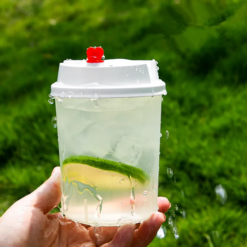 

10pcs Creative round thick PP plastic disposable drinking milk tea coffee fruit tea cup party birthday wedding cup with lid
