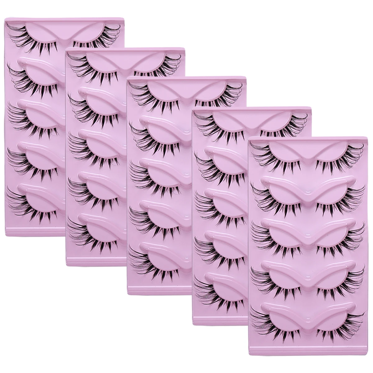 15 Paar/25 Paar künstliche Katzenaugen-Wimpern – natürliches Aussehen, transparenter Stiel, einfach anzuwenden, leicht und bequem