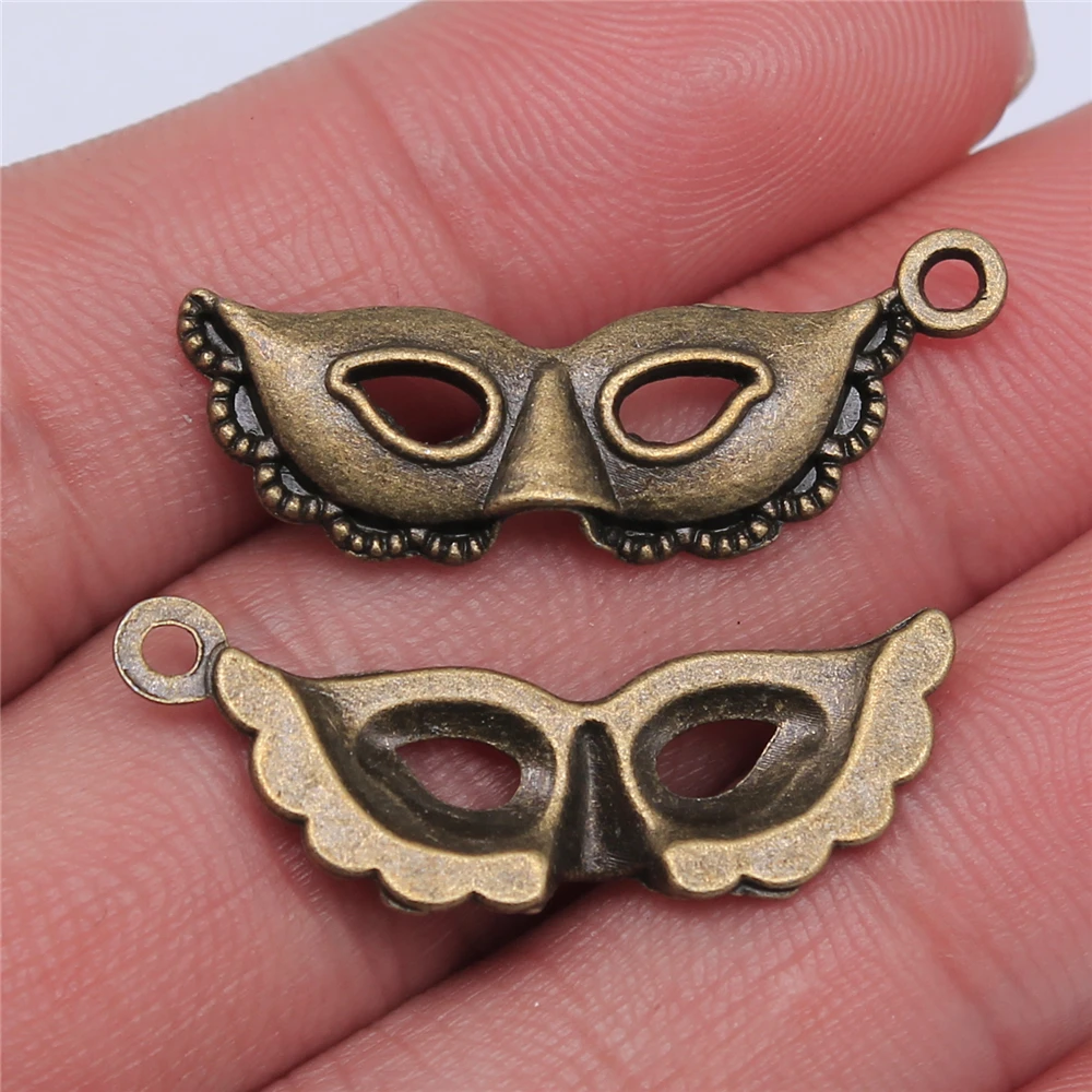 WYSIWYG 10pcs 31x12mm Antique Silver Color Mask Charms For Jewelry Making