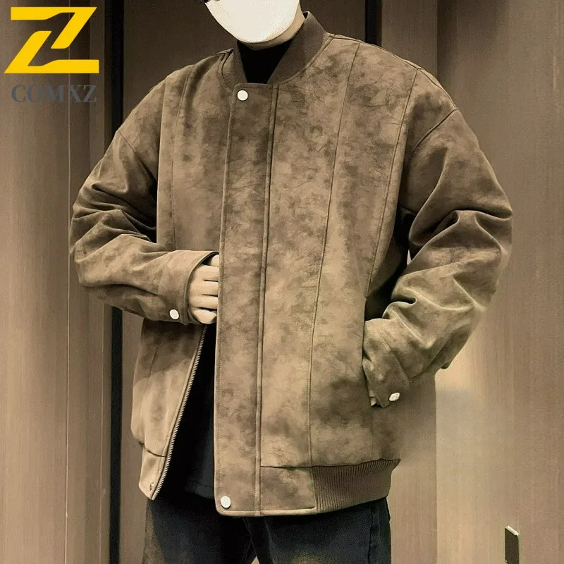 

COMXZ Male Motorcycle Jacket Vintage Style Stand Collar Adventure Leather Jacket Outdoor Windproof Premium Breathable Jackets