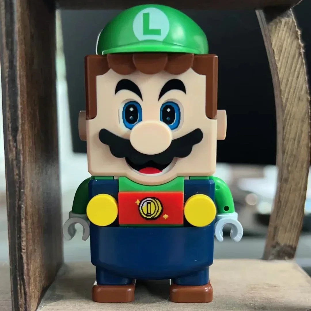 Super Mario Bros Figure Anime Luigi Action Bricks Assembled Toys Doll Xmas Gifts Cartoon Doll Birthday Gift for Children Kids