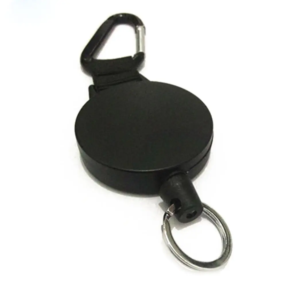 ABS Retractable Pull Extends To 60cm Recoil Reel easy pull buckle nylon rope high elastic tension Key Ring Carabiner