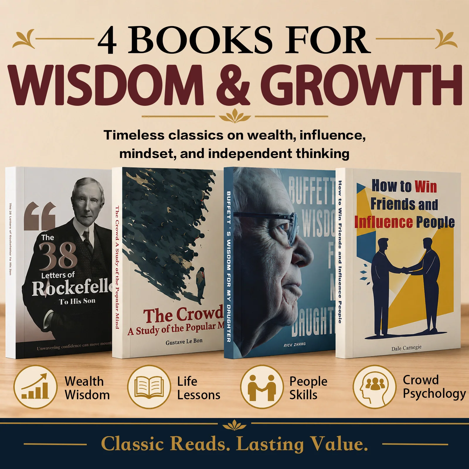 4-Book Self-Improvement & Wealth Mindset Reading Set, Communication, Psychology, Wealth Wisdom & Success Thinking, Paperback