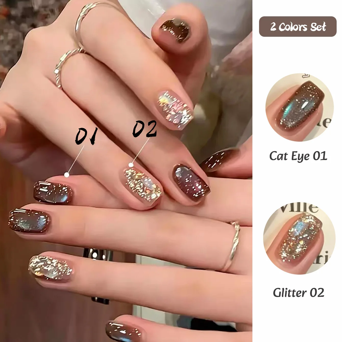 1pcs PSK  New Delicate Whitening Aurora High-end Versatile Glass Beads Nail Art Christmas Star Trails Cat Eye Gel Nail Polish