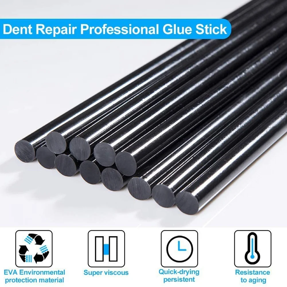 15Pcs Hot Glue Sticks, 270 X11mm Black Hot Melt Glue Sticks for Car Body Dent Repair Remover Crafts DIY Projects