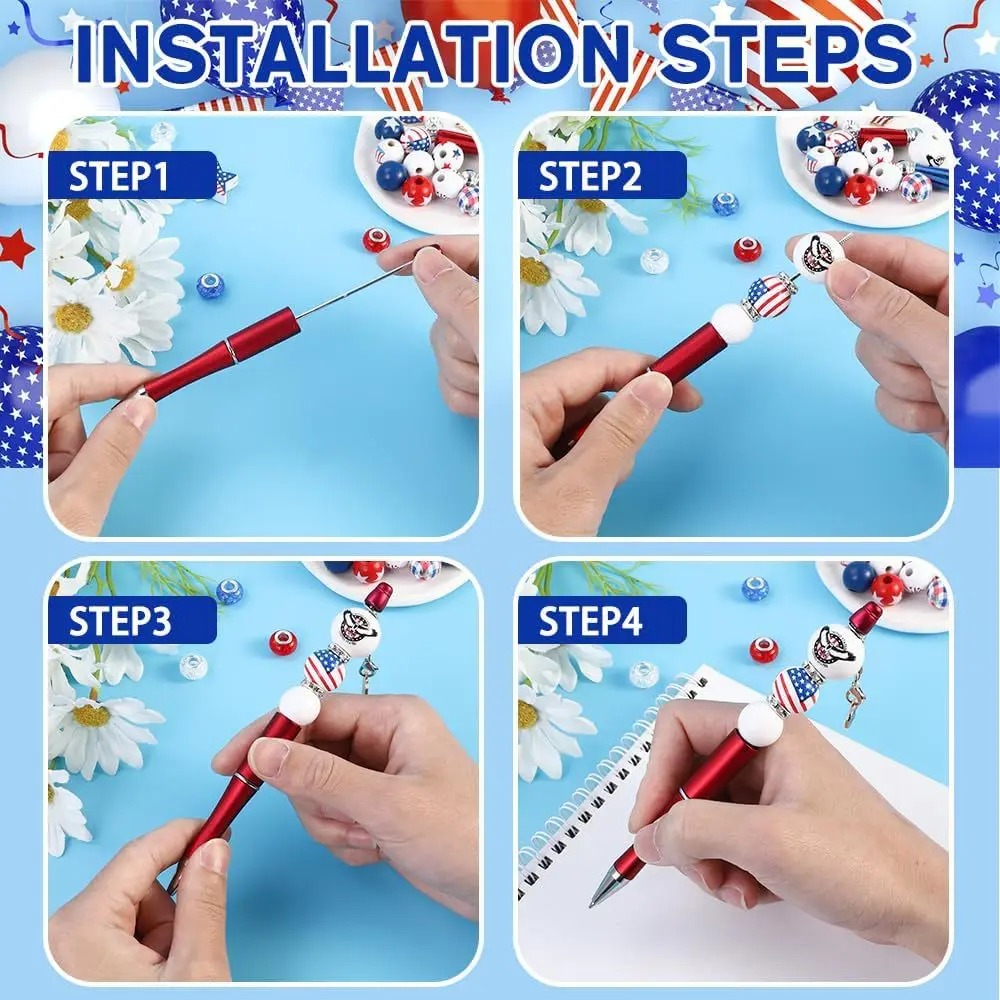 Beadable Bead Pen Kits, Canetas Esferográficas Incluídas e Variedades de Contas, Material DIY, Caneta Frisada Fazendo Kits, 12Pcs