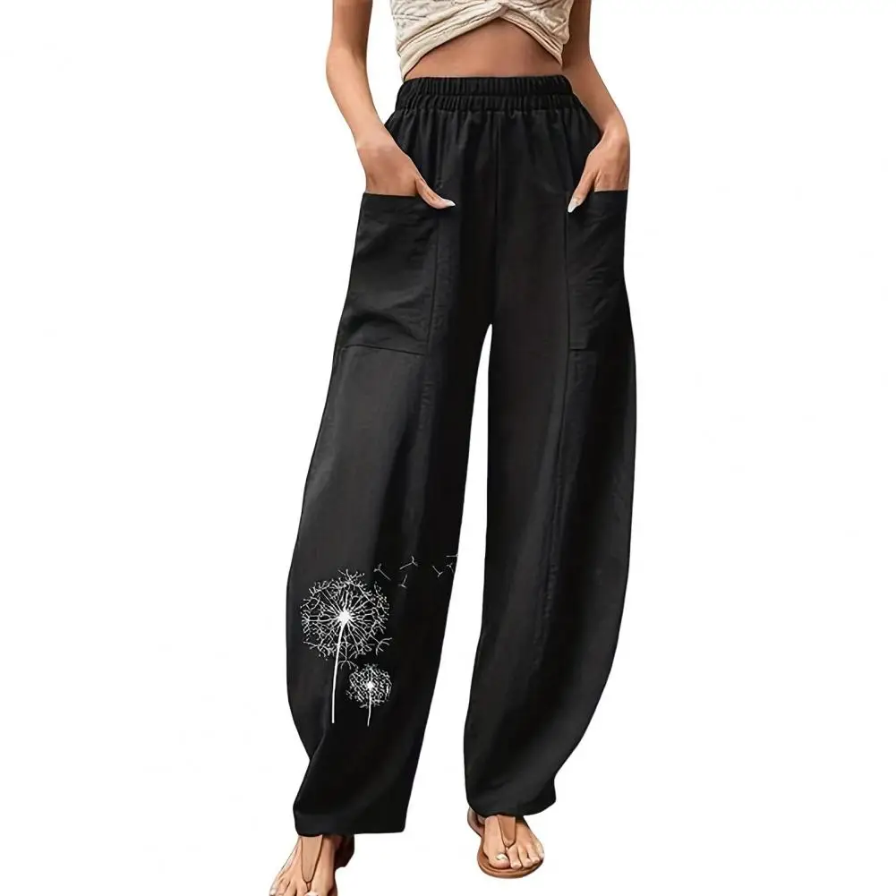 Pantaloni elastici in vita a gamba larga pantaloni eleganti da donna a gamba larga con tasche elastiche in vita per la primavera estate Casual per le vacanze