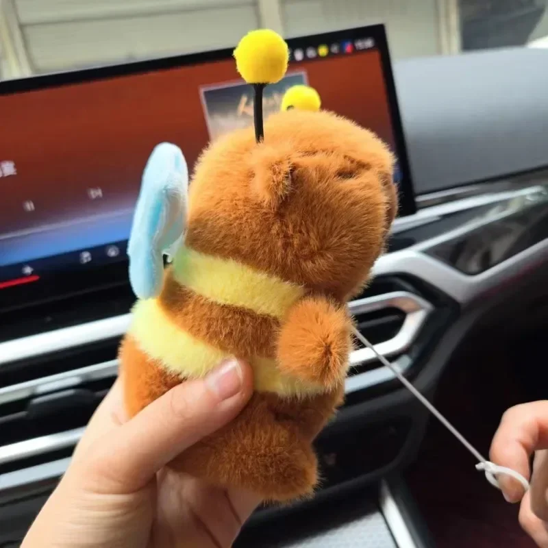 Schattige Capibara sleutelhanger knuffel met bubble knallende en staart kwispelende leuke knuffel sleutelhanger voor tas rugzak portemonnee
