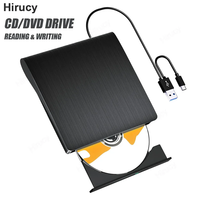 External CD/DVD Drive USB3.0 Portable CD DVD +/-RW Player Reader Burner Optical Drives For Laptop PC Windows 11 10 Linux OS Mac