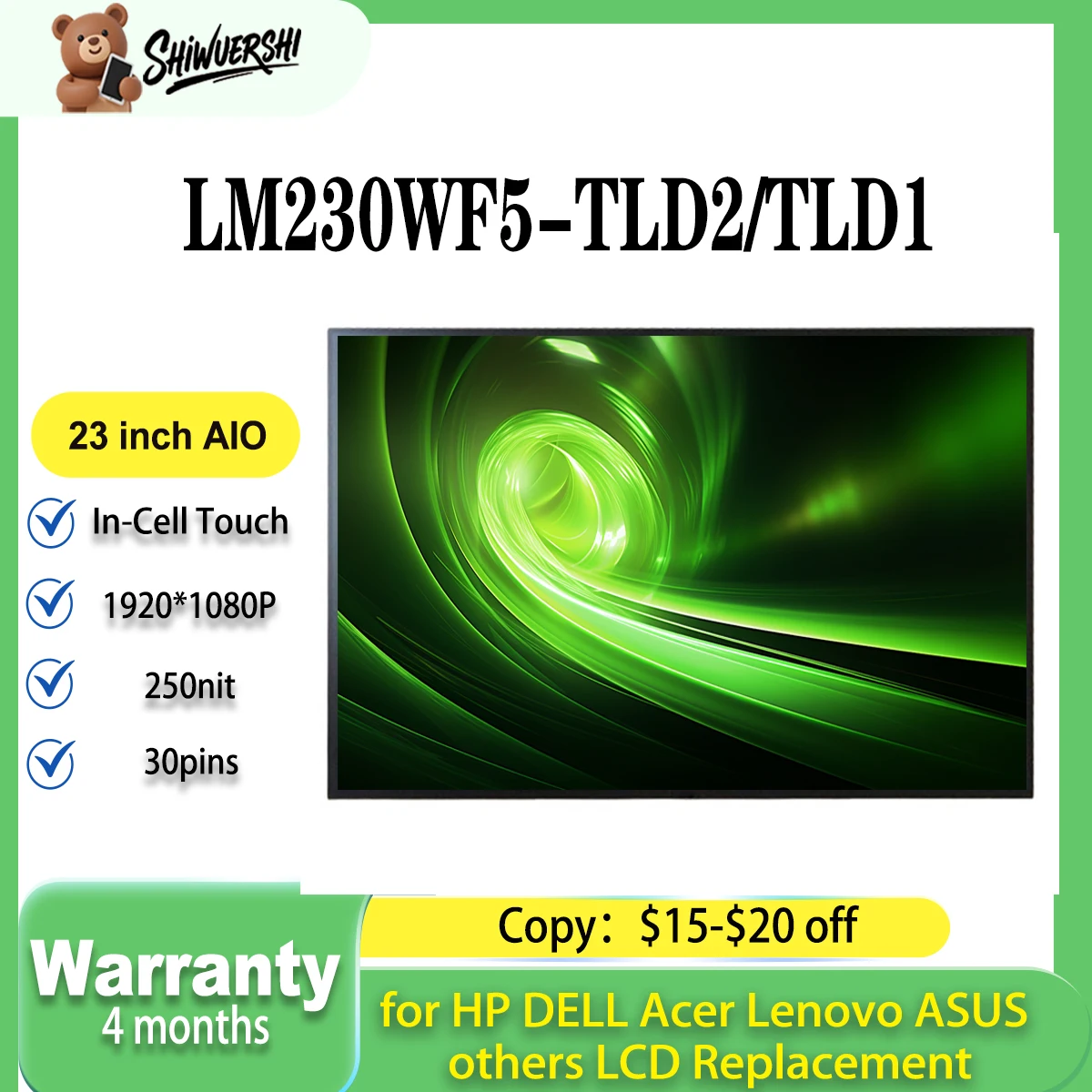 

Original 23" LCD Screen Display LM230WF5-TLD2 LM230WF5 TLD2 LM230WF5 TLD1 LM230WF5-TLD1