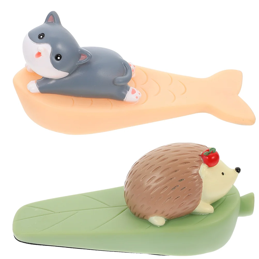 2 Pcs Cartoon Door Stopper Stops Decor Tools Holder Keep Open Stoppers for Bottom of Weighted The Cat