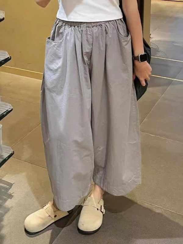 

plus Size Casual Pants Women's Nine-Foot Summer Thin Straight Leg Wide Leg Pants Vintage Sle Commute Scenarios ket Detail