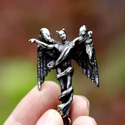 2022 NEW Men's 316L stainless-steel Satan's Fallen Angel Lucife Pendant Necklace for teens punk biker Jewelry Gift free shipping