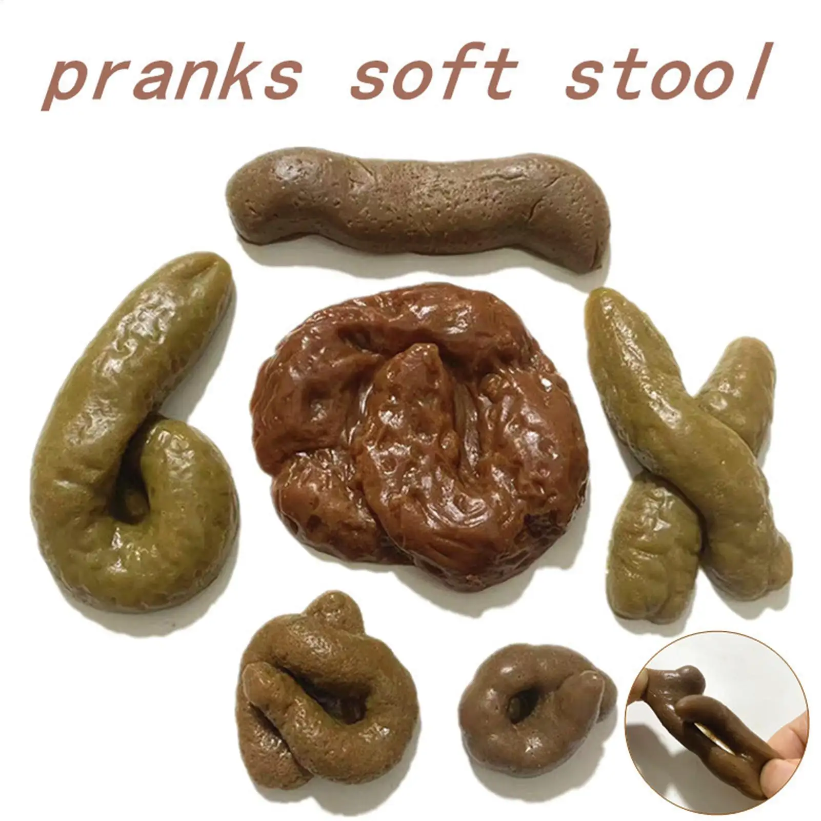 Sensory Fidget Toys 6 Pieces Soft Novelty Gag Gadget Squeeze To Relax Poop-Shaped Toy for Teens Adults Boys Classroom Commuting