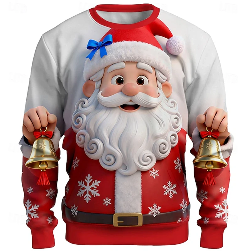 

3D Santa Claus Harajuku Men's Hoodies Casual O-neck Loose Sweatshirts New Year Gift Man Pullover Autumn Winter Fashion X'mas Top