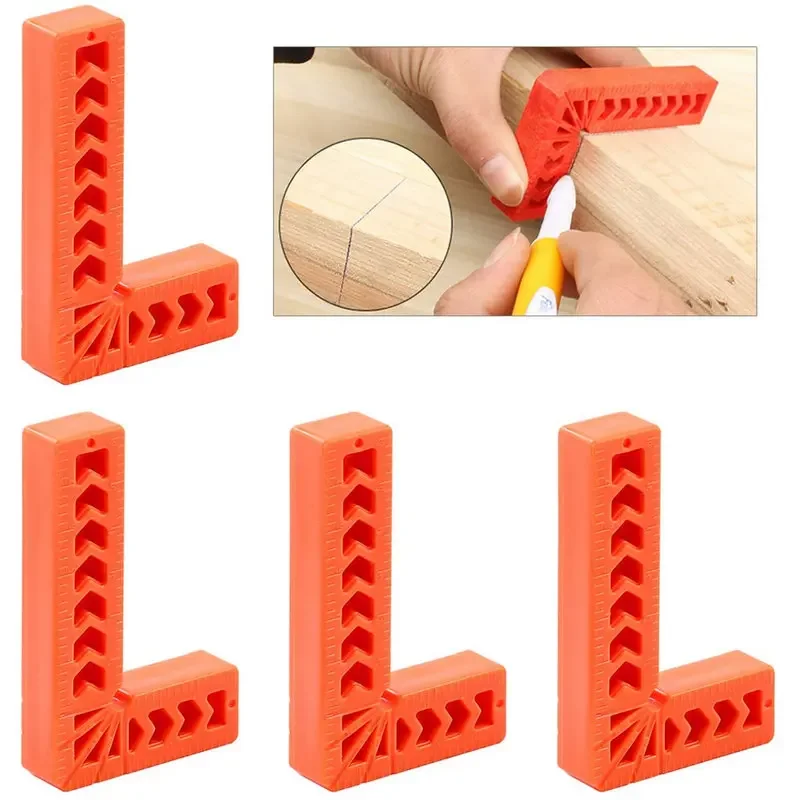 4PCS Plastic Right Angle Ruler Holder 90°Auxiliary Positioner Tool Overline L-Shaped Spacer Fixed Angle Gripper Woodworking Too