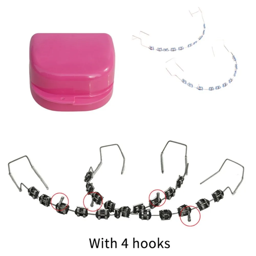 Colorful Temporary Tooth Decoration with Metal Wires with Box Orthodontic Ligature Ties Fake Brackets Braces Metal Bracket Teeth