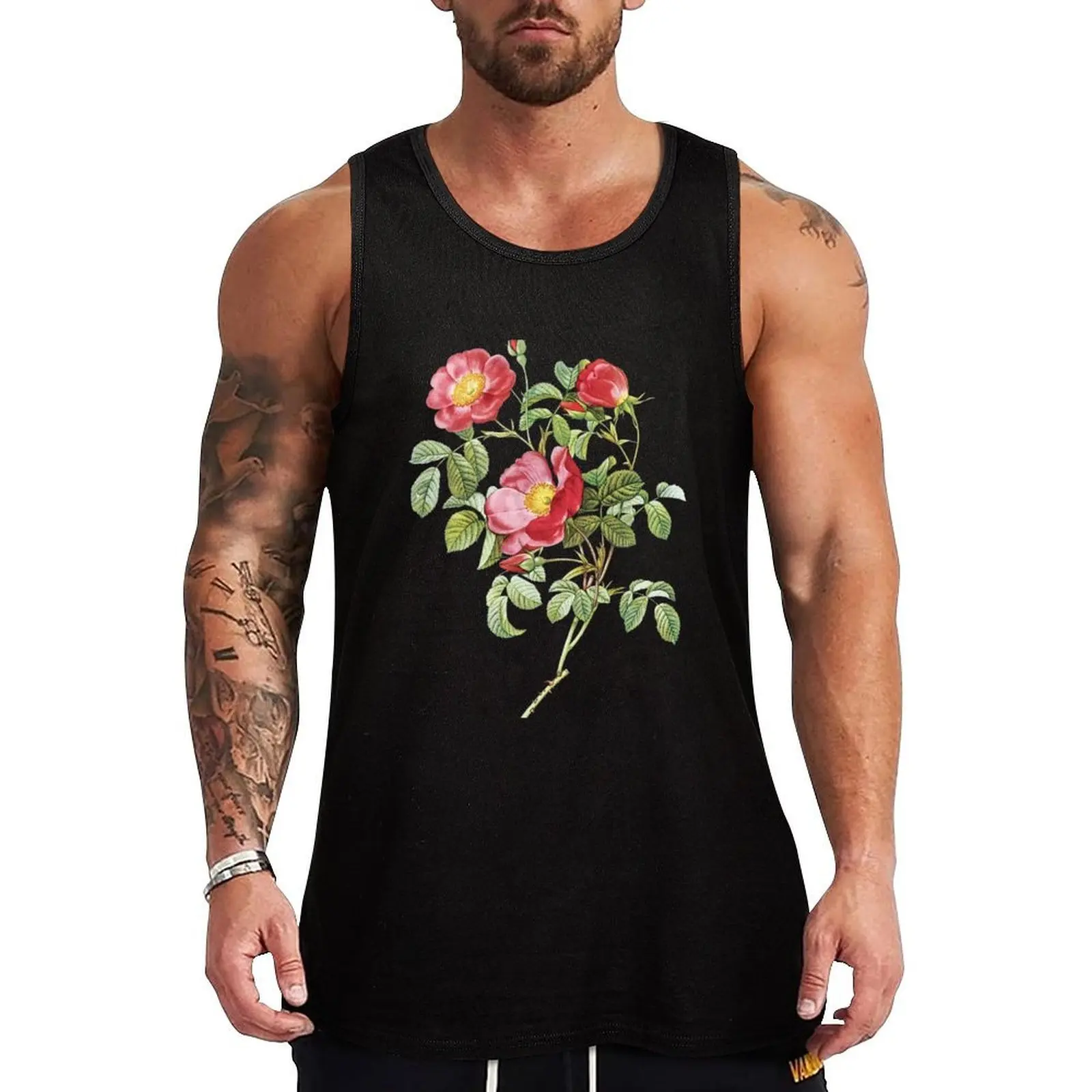 

Vintage - Flower - Camellia by Redoute Tank Top T-shirts men Man sleeveless shirt Men's gym articles