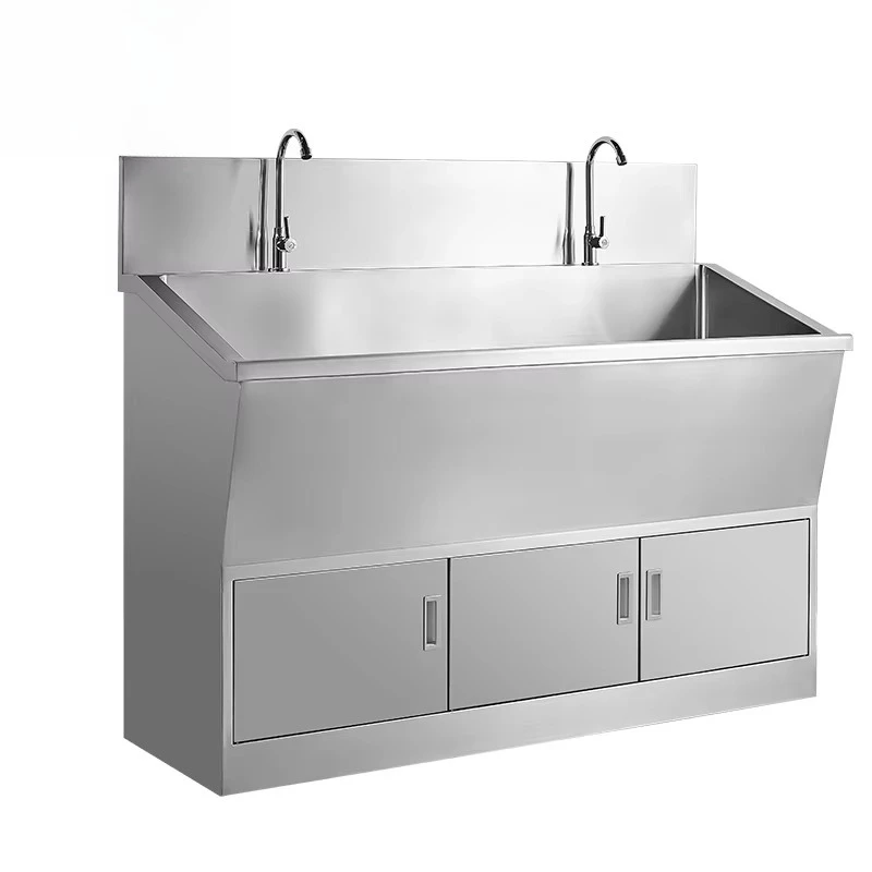 อ่างล้างจานสแตนเลสแบบสองหลุมสำหรับโรงเรียน คุณภาพเชิงพาณิชย์