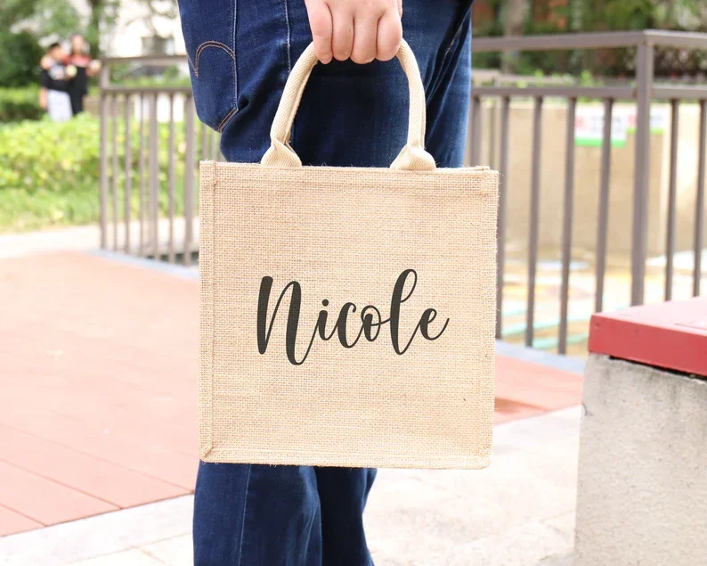 Personalized Burlap Tote - Best Day Ever Wedding Welcome Bag Beach Jute Gift Favor Bridesmaid Bachelorette Sleepover Birthday