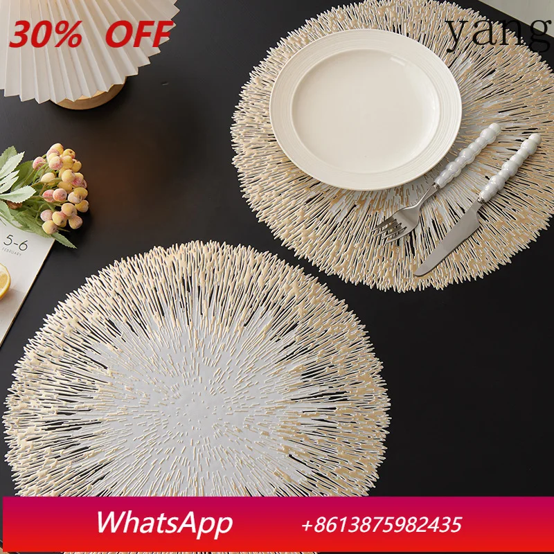 

Yjq 6pcs placemat coaster light luxury Nordic style dining table insulation mat high sense