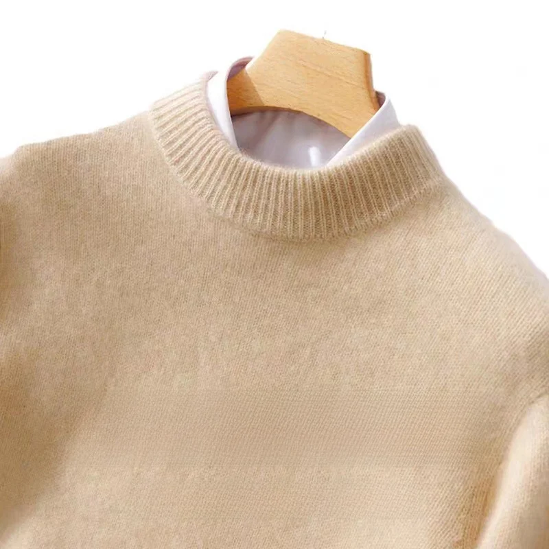 

00% Pure Wool Men's Loose f High Ne Knitted Sweater Autumn Winter Thiened Base Layer Camere irt Long Sve Regul...